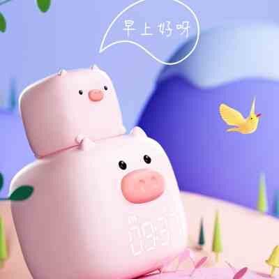 极速新厂电子y闹钟静音学生用牀头智能夜光多功R能卡通时钟儿童品