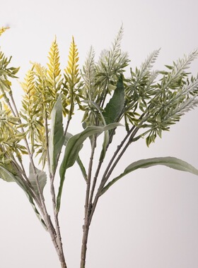 高品质仿真植物单枝针叶穗假花草软装阳台插花配材背景墙绿色叶子
