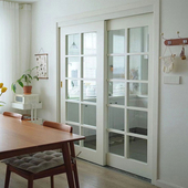 法式 拉门实木覆合烤漆门定制室内阳台玻璃木门卧室隔断拉门