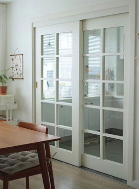 法式推拉门实木复合烤漆门定制室内阳台玻璃木门卧室隔断推拉门