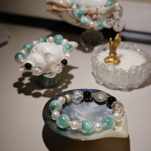 定海浮生/旷古 水晶奇谭原创绿海纹石水晶玛瑙玉石水晶手串手链