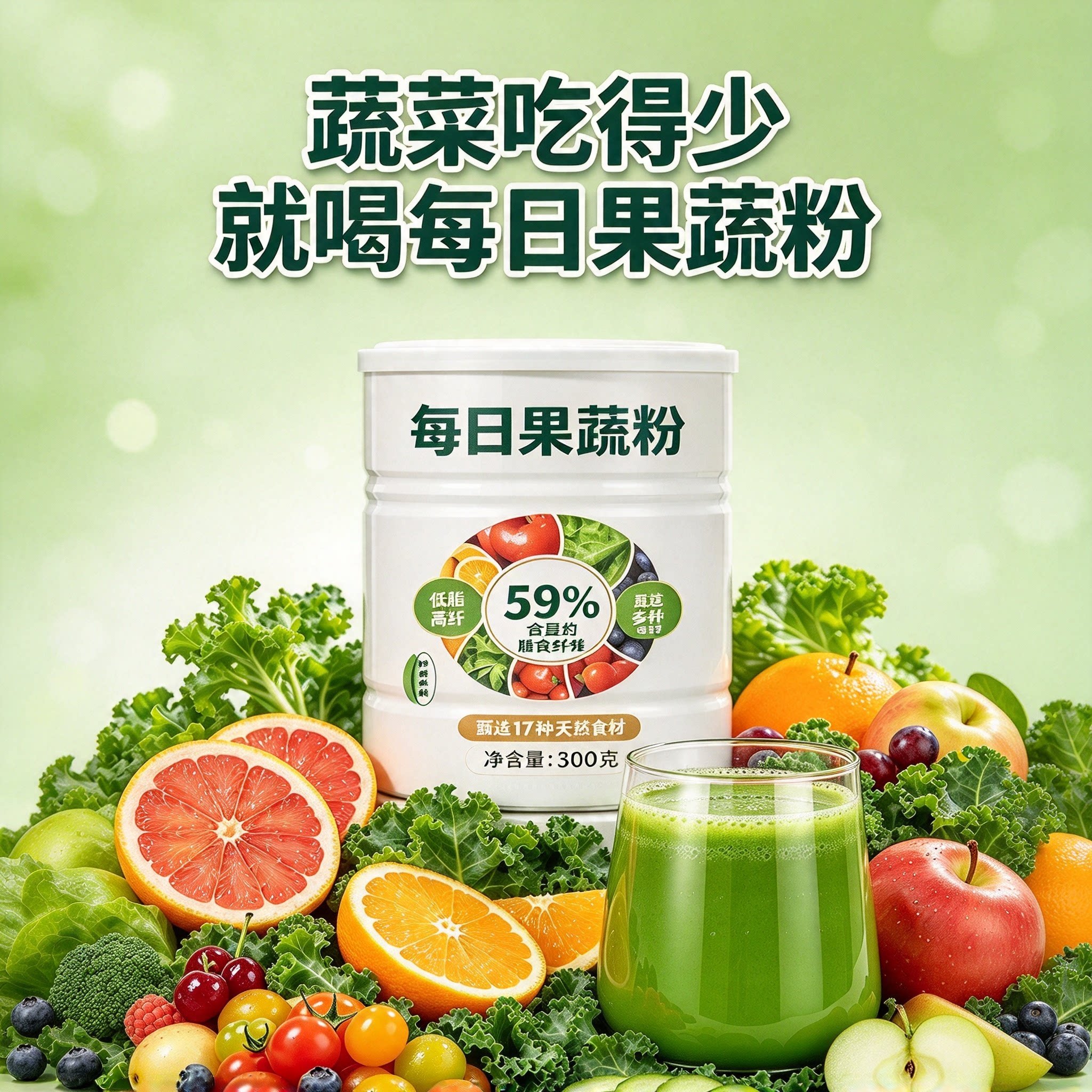每日果蔬粉天然健身膳食纤维蔬菜粉益生菌果蔬青汁羽衣甘蓝粉代餐