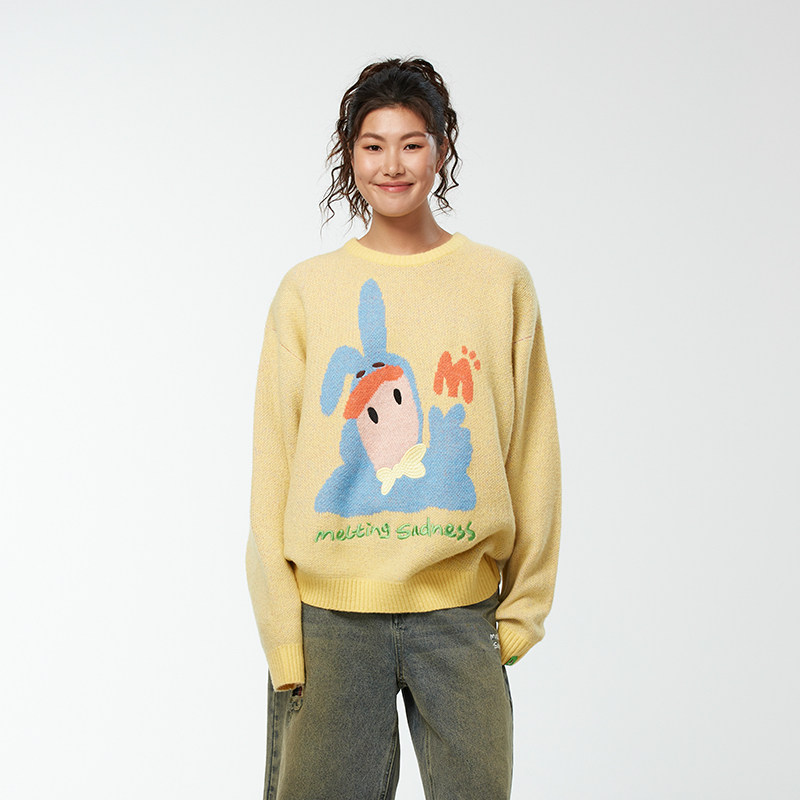 MeltingSadness  24秋冬Karoro与M提花圆领毛衣情侣针织