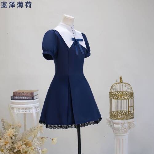 蓝泽薄荷夏季新款日系lolita重工设计感日常短袖东京猫猫cos服