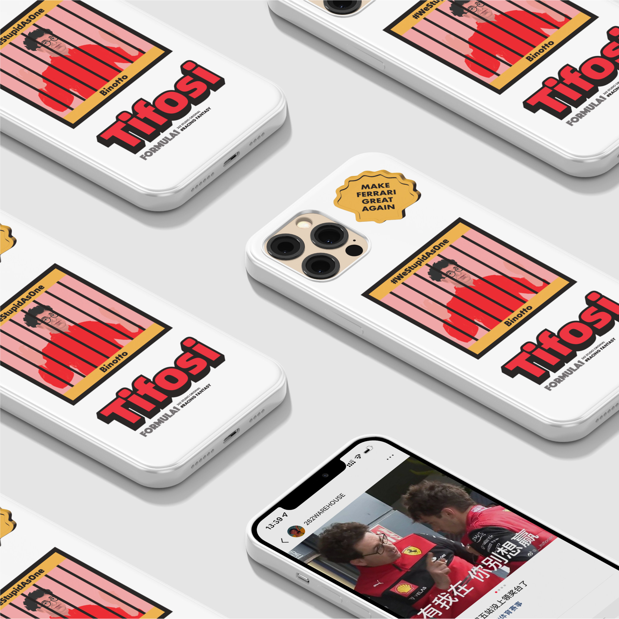 铁佛寺当场拿下比诺托 白色 iphone手机壳 法拉利 f1赛车原创周边