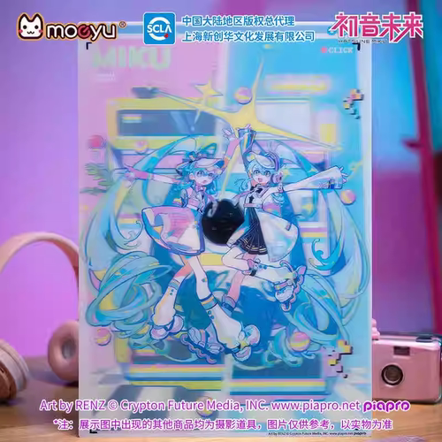 Moeyu正版官谷初音未来Miku镜遇复古与未来3D海报周边桌面摆件