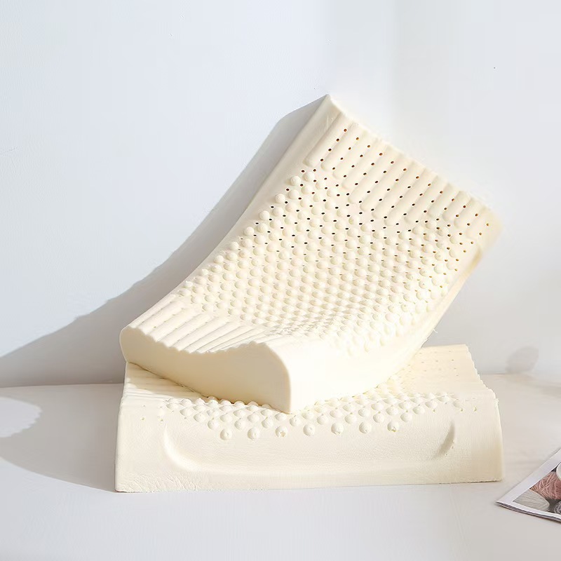 泰国天然乳胶枕曲线按摩护颈椎枕头成人橡胶枕芯助睡眠四季可用