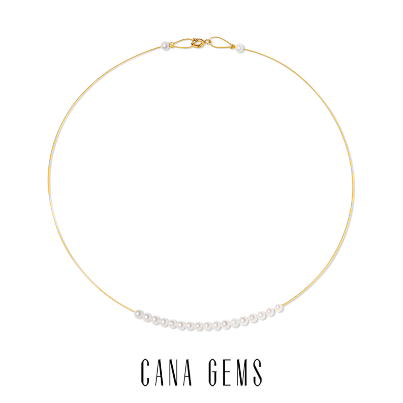 CANA GEMS微笑珍珠钢绳项链女士高级感日常百搭轻奢饰品  PD0561