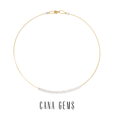 CANA GEMS微笑珍珠钢绳项链女士高级感日常百搭轻奢饰品  PD0561