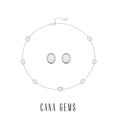 CANAGEMS铜镀金母贝项链耳钉