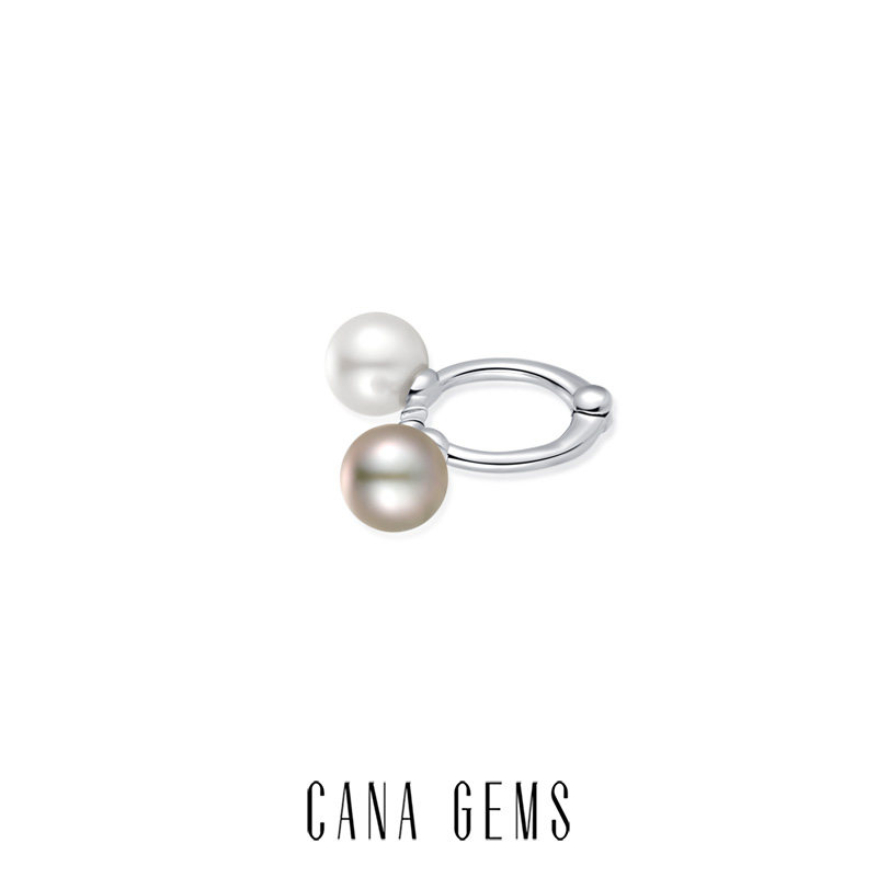 CANA GEMS PD0660 双色珍珠耳夹（单只） 简约气质百搭耳饰