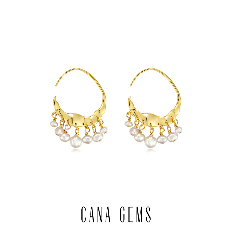 CANA GEMS摇曳珍珠耳钩 浪漫度假百搭巴洛克珍珠流苏耳饰 PD0503