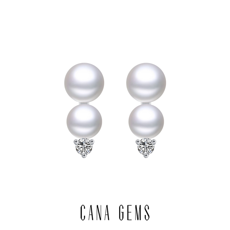 葫芦银镀金淡水珍珠耳钉