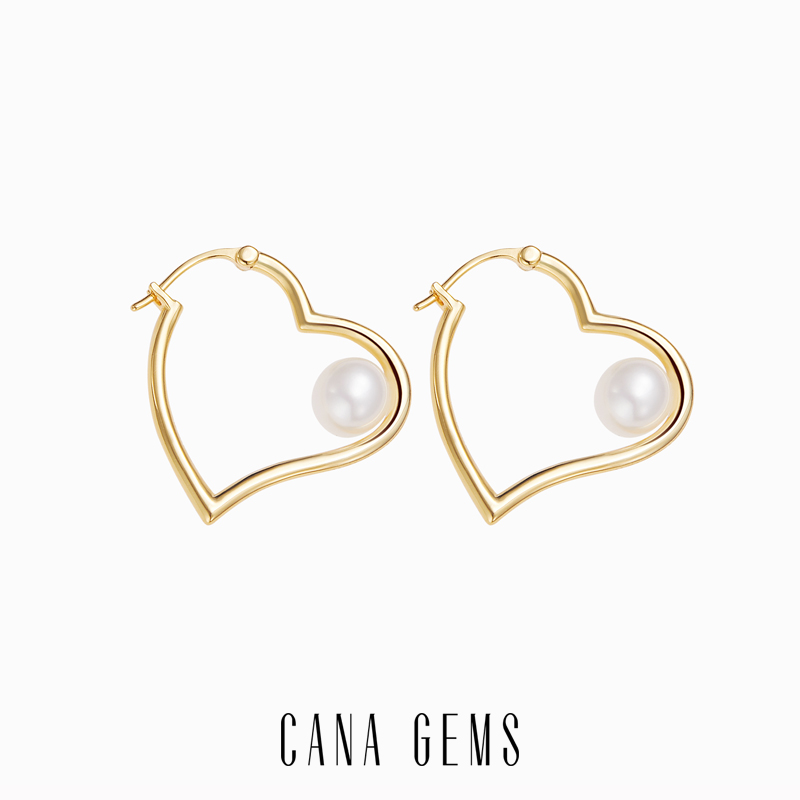 CANAGEMS爱心淡水珍珠耳钉