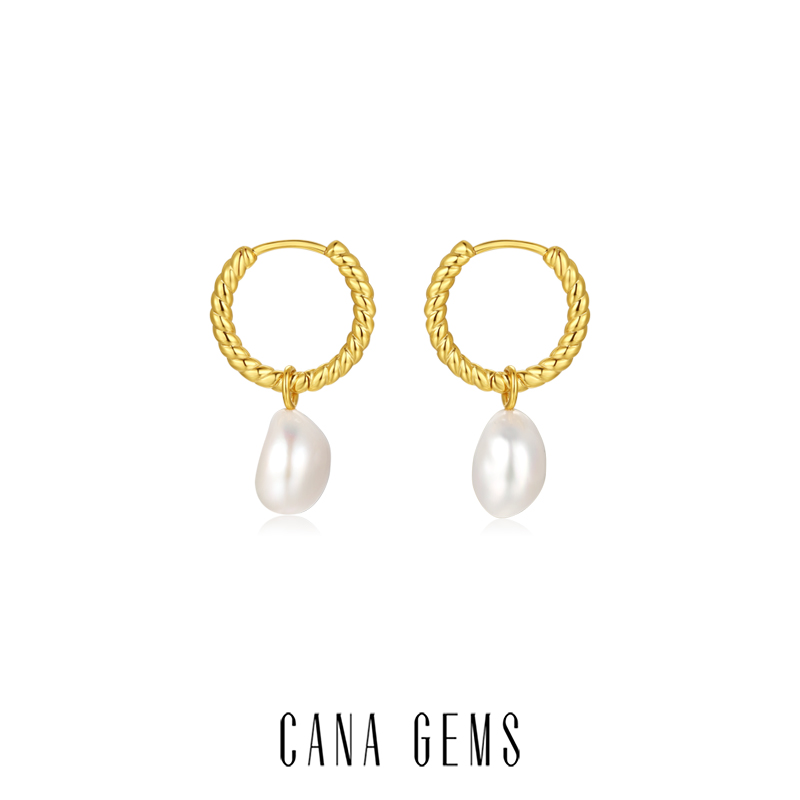CANA GEMS【秀逗汪星人推荐】 PD0505 巴洛克珍珠扭结耳圈耳饰