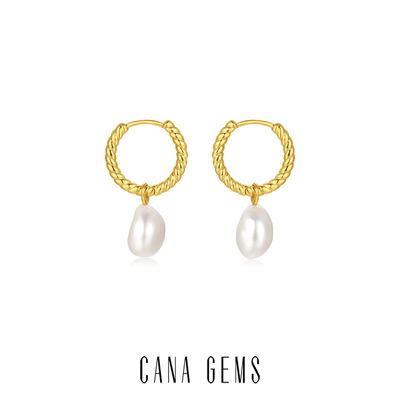 CANA GEMS【秀逗汪星人同款】 PD0505 巴洛克珍珠扭结耳圈耳饰