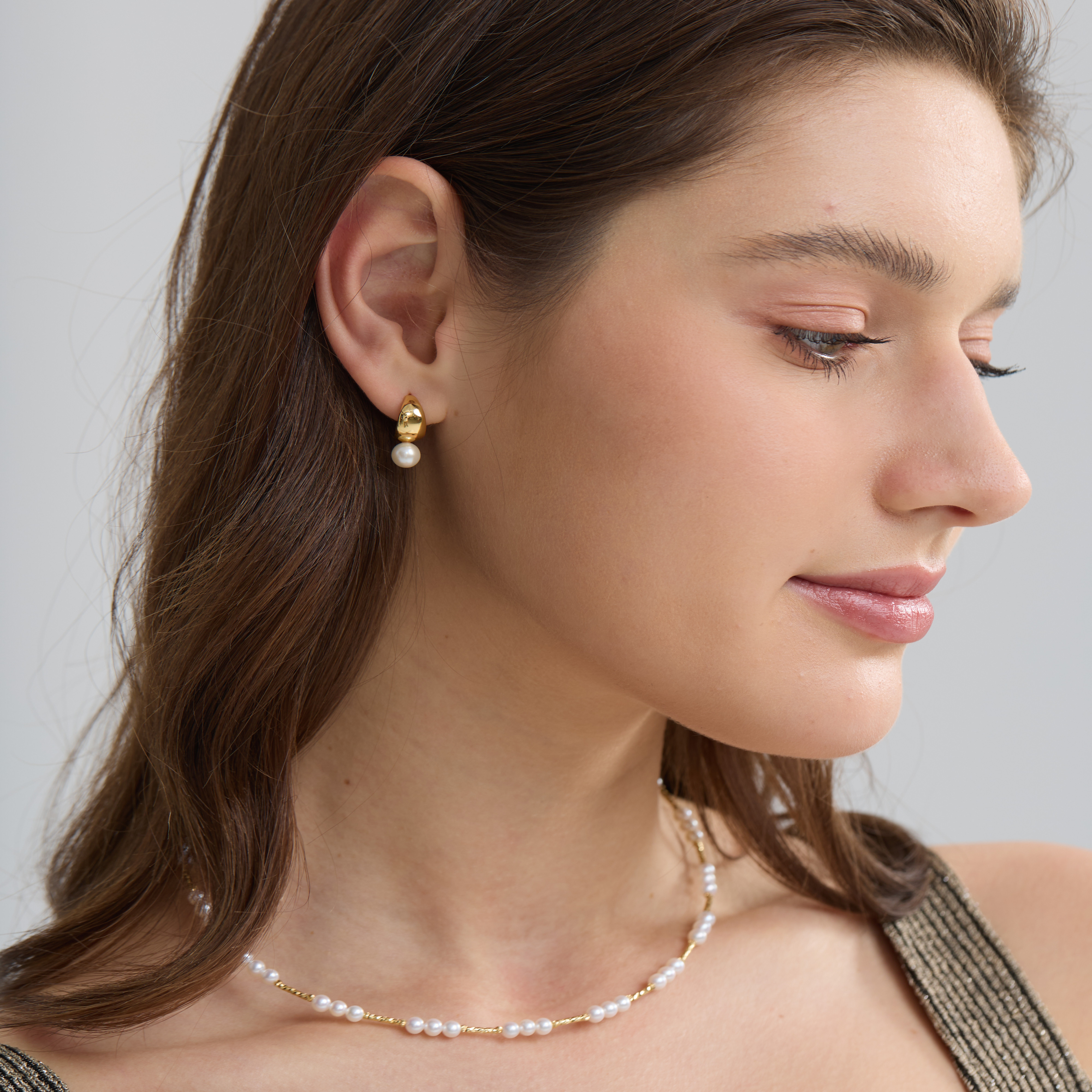 CANA GEMS PD0650 月牙珍珠耳钉 复古文艺气质耳饰简约百搭耳环,珠宝/钻石/翡翠,耳饰,淘宝优惠券,粉丝福利购,淘宝优惠卷