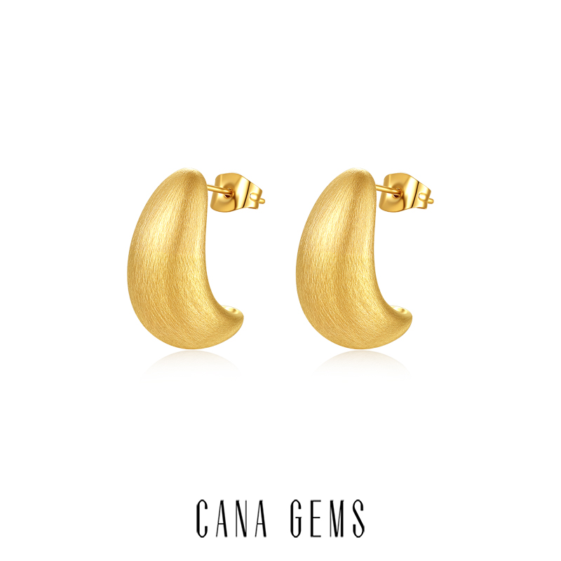 CANAGEMS月牙拉丝耳环