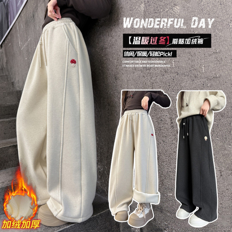 冬季裤子加绒保暖女童运动裤2025新款儿童冬装卫裤加厚休闲宽松
