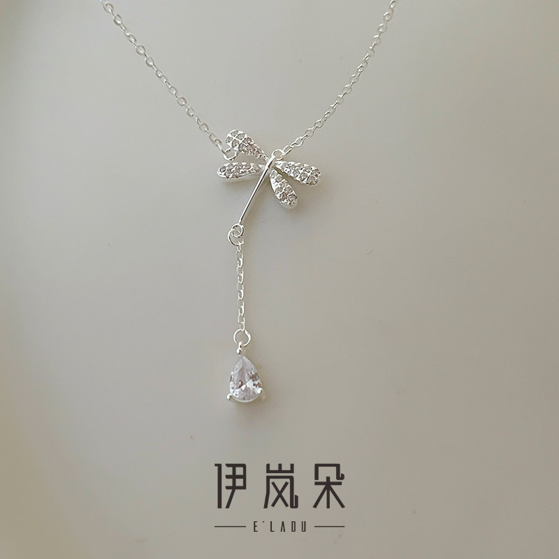 伊岚朵【设计师】蜻蜓银项链｜925银大码粗脖子加长显瘦胖m锁骨链