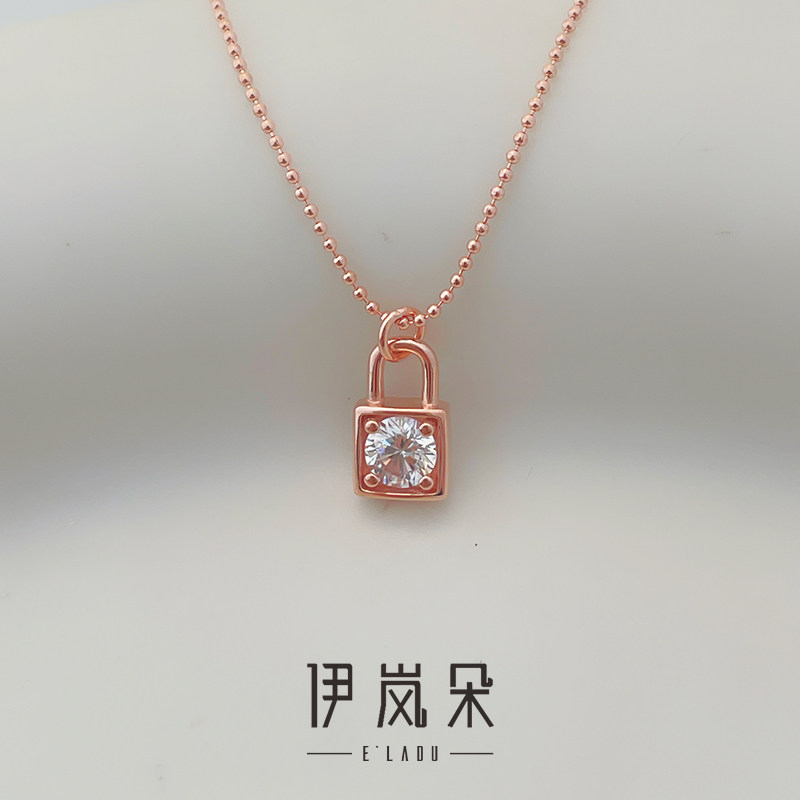 伊岚朵【设计师】金锁项链｜925银大码加长50厘米粗脖子胖mm