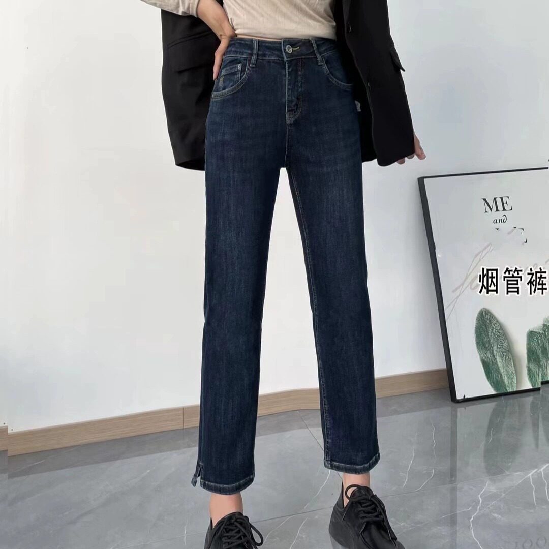 弹力牛仔裤春秋直筒87cm百搭显瘦