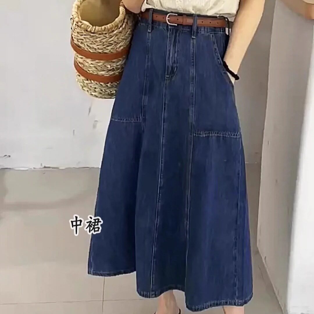 夏季牛仔裙78cm薄款百搭无弹凉感
