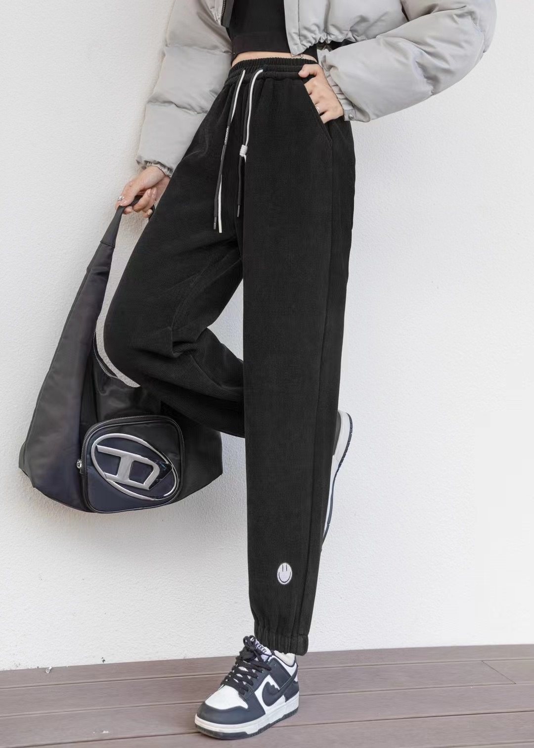 香港花牌basha芭莎秋冬季休闲裤笑脸加绒卫裤保暖百搭简约小个子,女装/女士精品,卫裤,淘宝优惠券,粉丝福利购,淘宝优惠卷