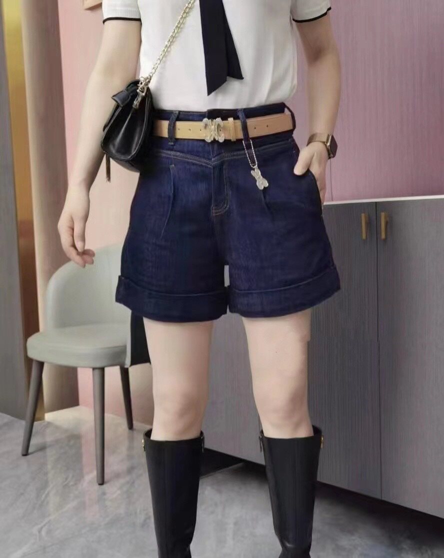 2026夏季新款香港花牌BASHA芭莎欧货韩版薄款普洗蓝四分牛仔短裤