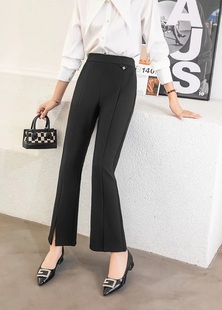 花牌春夏basha香港芭莎欧货韩版百搭十字开叉喇叭西装裤休闲裤子