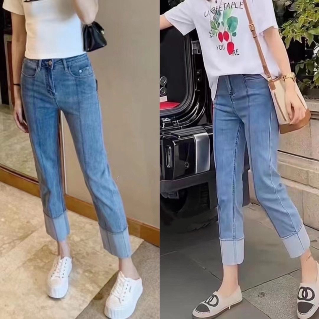 牛仔裤春夏薄料直筒显瘦百搭现货