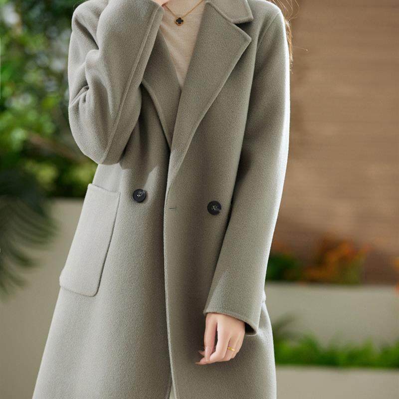 24秋冬加厚双面羊绒大衣中长款小个子西装双面羊毛呢外套气质大衣
