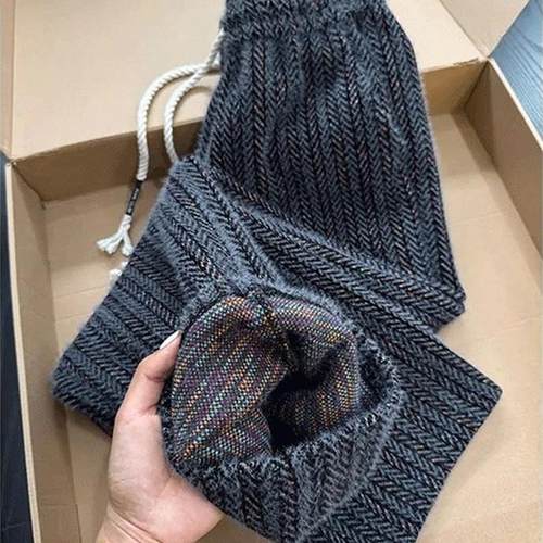 小香风彩色条纹直筒卫裤男秋冬老钱风灯芯绒裤子垂感宽松休闲长裤