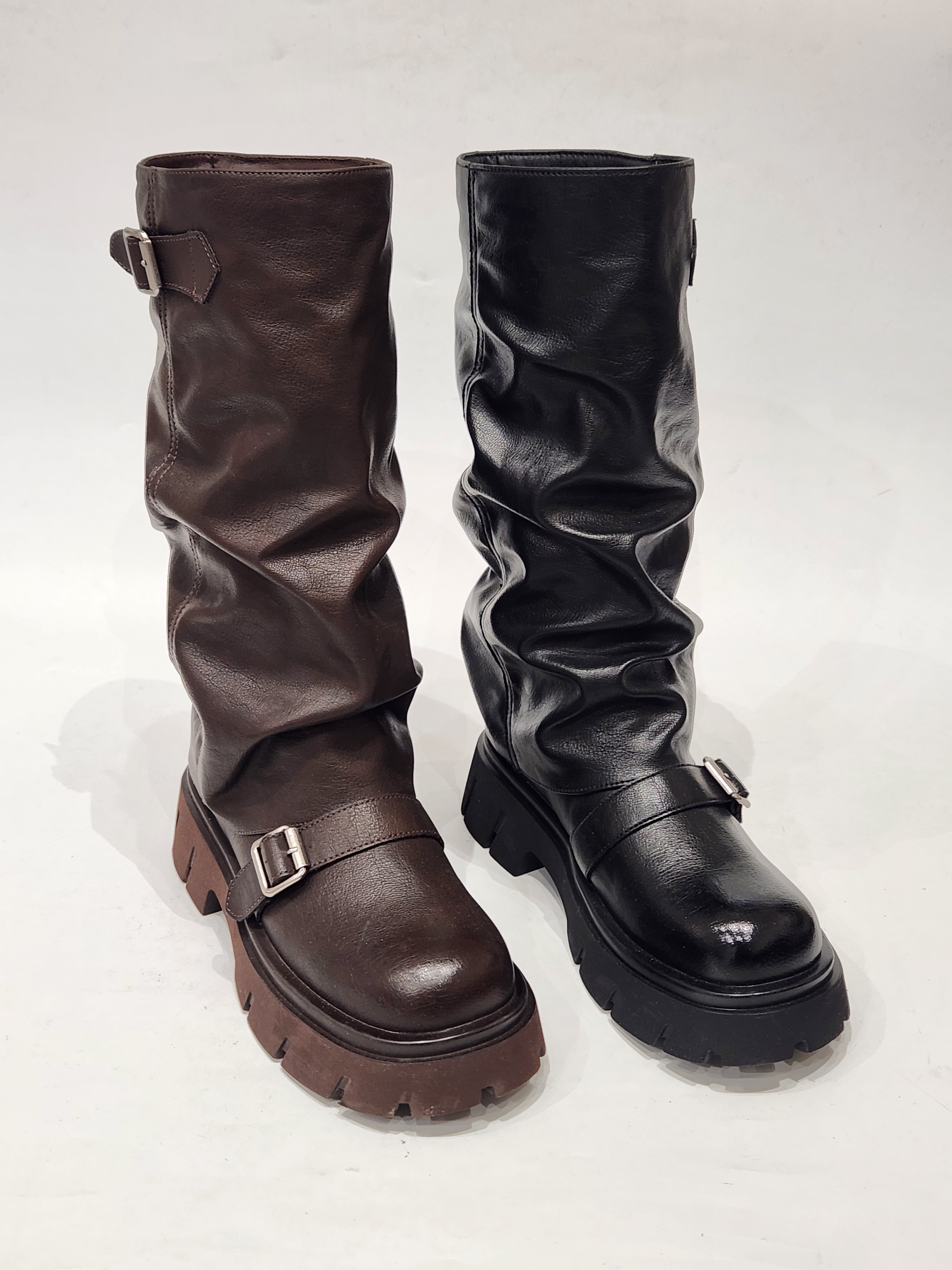 31008堆堆靴特价清版圆头时装靴女靴子长靴马丁靴工装靴机车靴