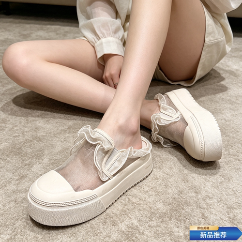 99265-6网纱透气包头半拖鞋女外穿厚底懒人鞋凉拖鞋潮百搭休闲鞋