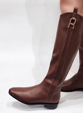 35171特价清版长筒靴女高跟冬季新款百搭长靴瘦瘦靴尖头粗跟高筒