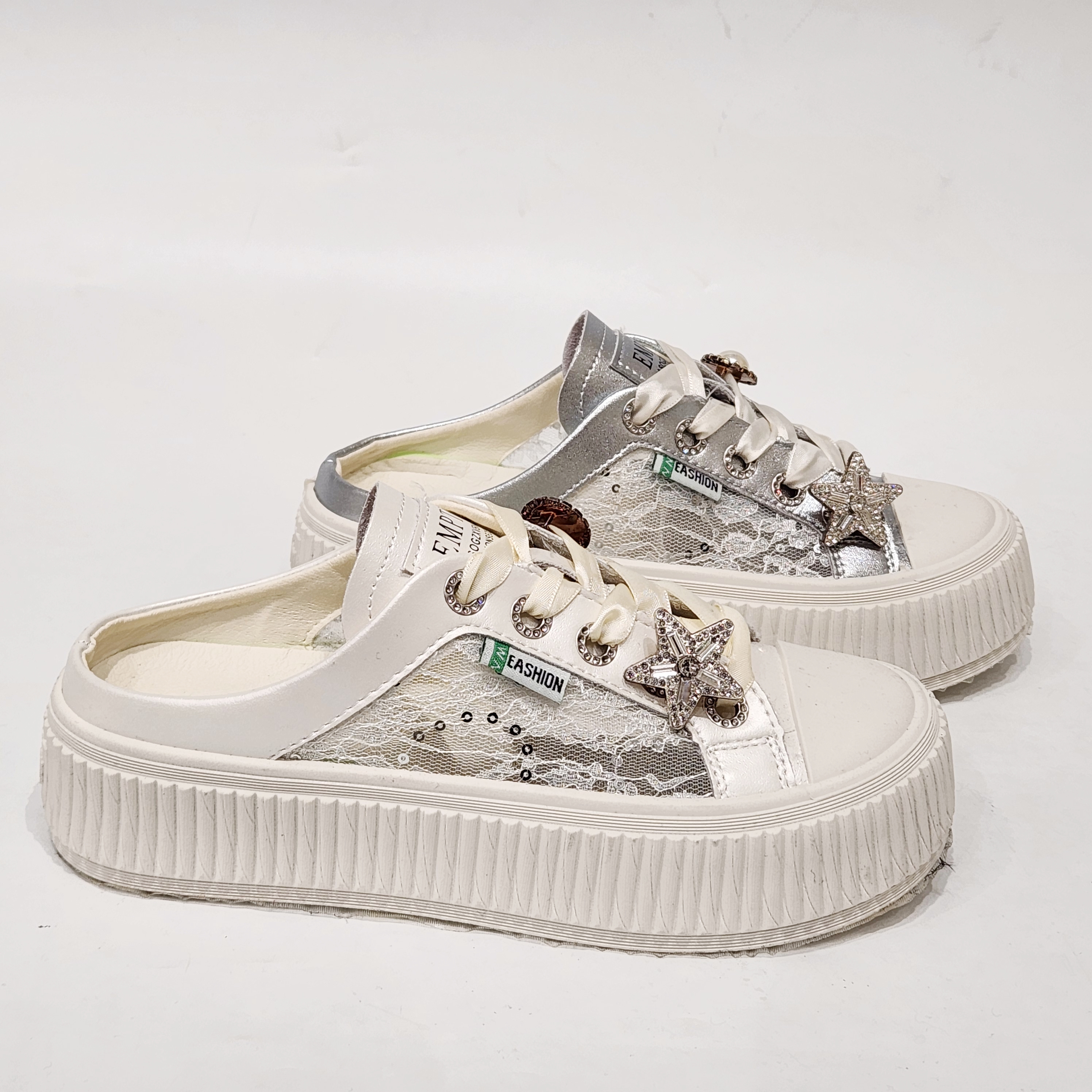 15052福利凉拖鞋特价清版帆布漏后跟鞋女夏季透气一脚蹬半拖鞋