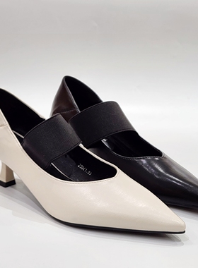 35019特价清版尖头浅口小低跟法式名媛风纯色韩版日常时尚百搭