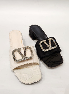 96016特价清版人字拖女外穿绝美配裙子钻拖