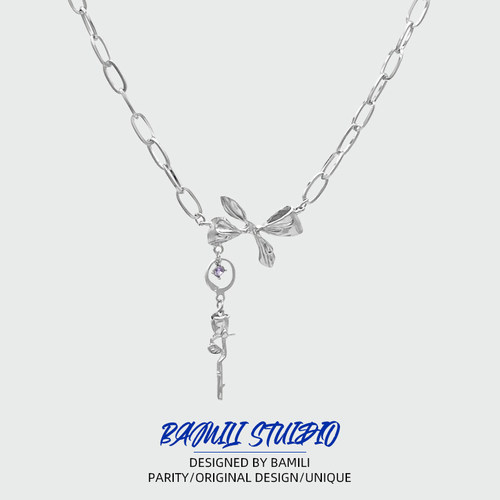 蝴蝶结玫瑰项链蝴蝶结玫瑰