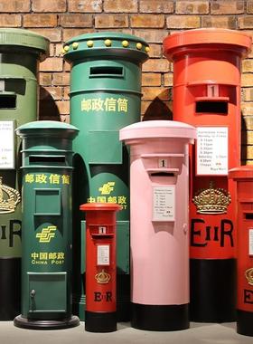 酒吧复古邮筒信箱摄影道具邮箱服装店摆件英伦铁艺特大号模型邮政