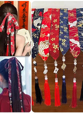 马面裙配饰发带女汉服搭配中国风编发带古风古装红色长条飘带后压