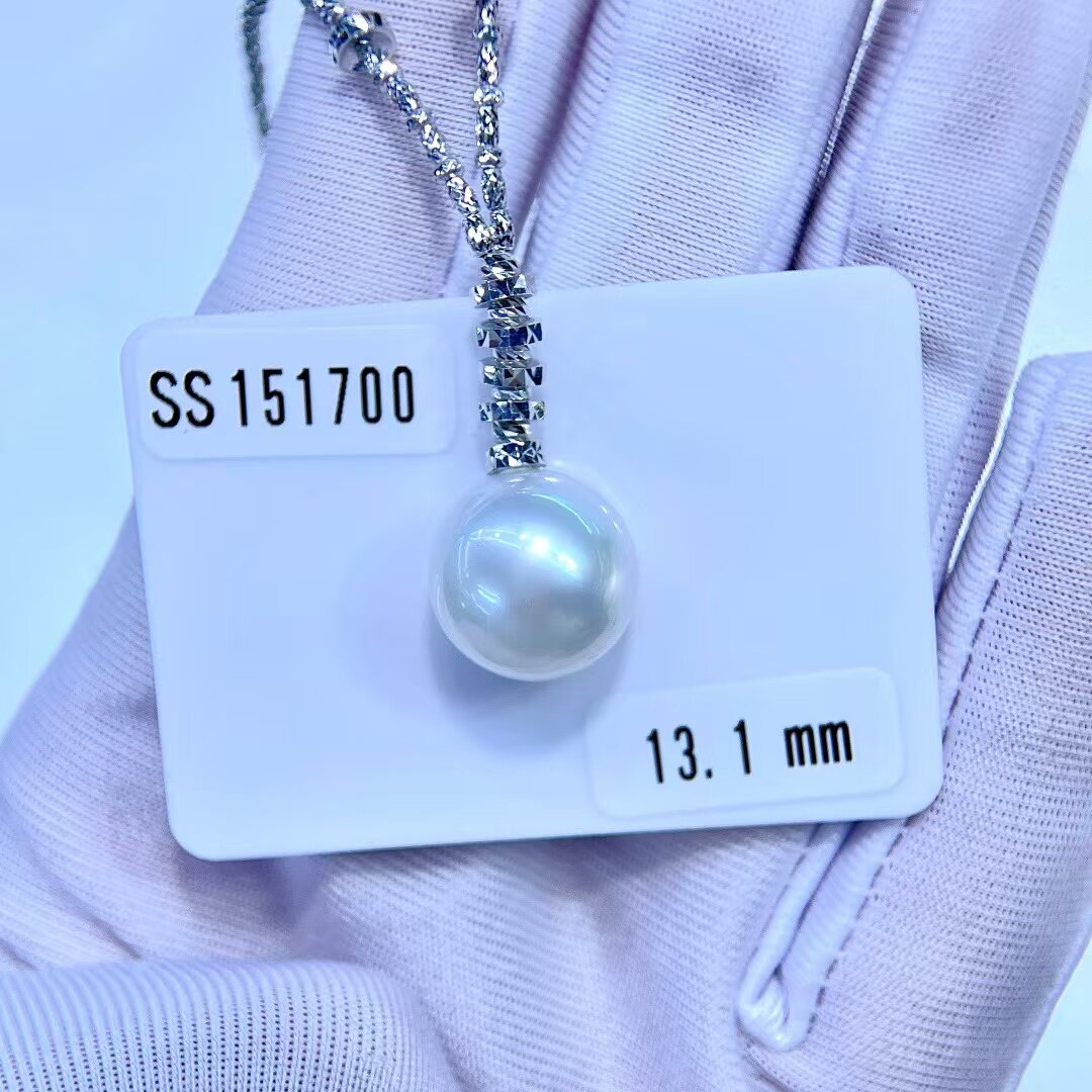 维纳斯澳白吊坠重工K金Y字链正圆极光无暇珍珠意大利工艺爆闪项圈