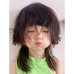 水母头儿童假发婴儿女公主切女宝可爱齐刘海甜美长直发整顶长发套