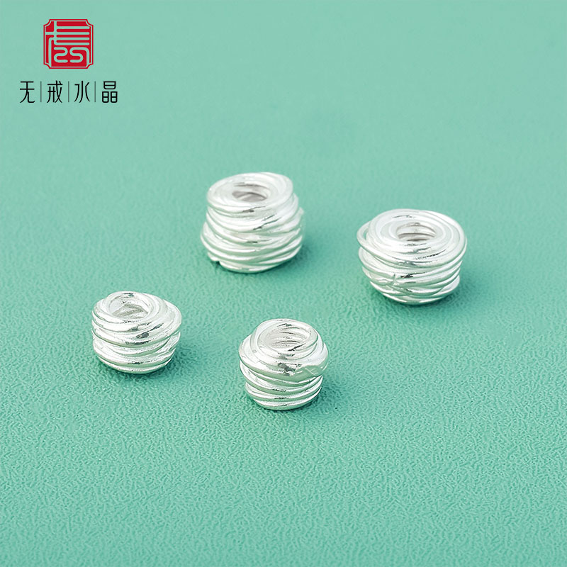 『无戒』S925纯银清迈手工银缠绕隔珠diy手工编绳链散珠配饰材料