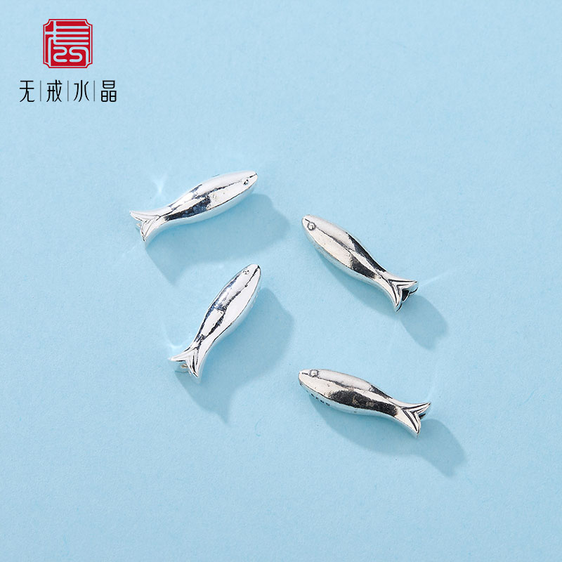 『无戒』S925纯银锦鲤上岸隔珠小鱼桶珠DIY编绳串珠手链手绳散珠