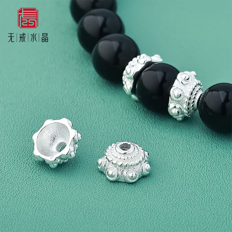 『无戒』S925纯银花托垫片新中式素银DIY编绳手串珠隔片托材料配