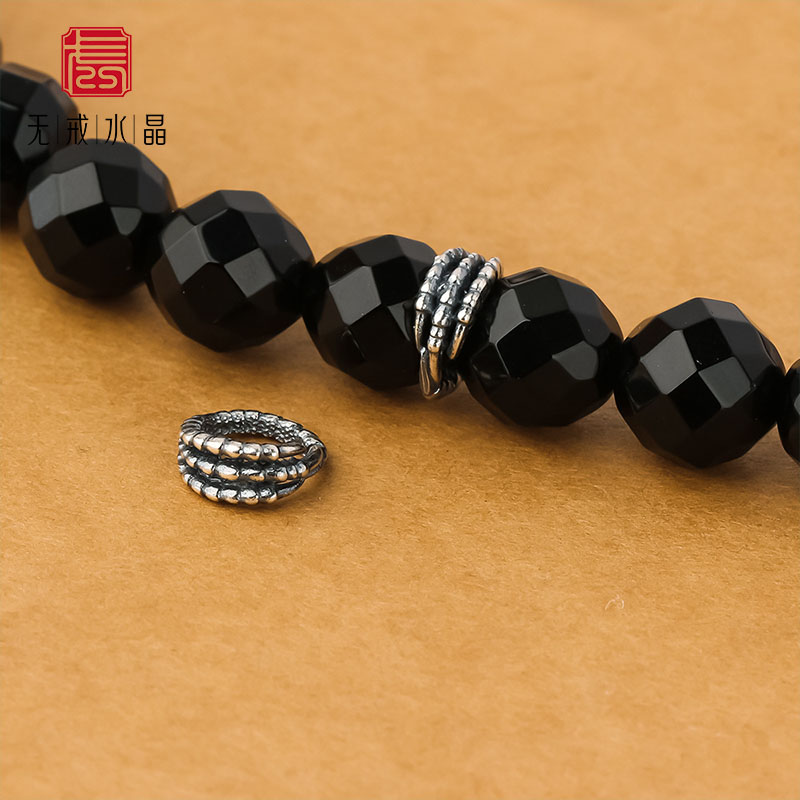 『无戒』S925纯银龙爪卡环隔片星月百香籽金刚手串兽爪卡环配饰