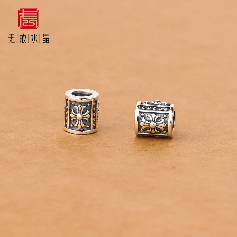 『无戒』串珠编织diy材料饰品配件s925银十字隔珠珠子散珠桶珠
