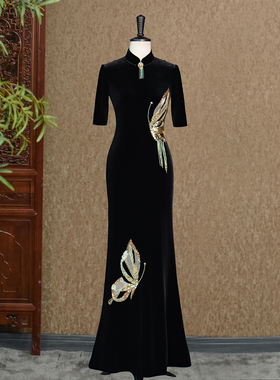 丝梦蝶舞-（隆佳秀走秀旗袍112136）